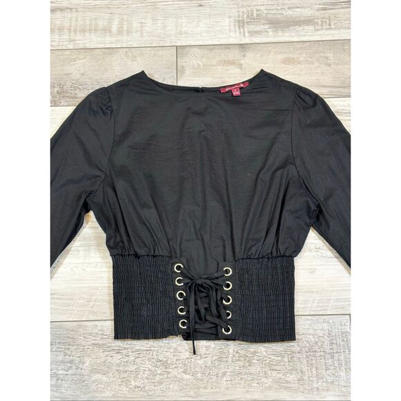Grievergate Black Gothic Lace Up Corset Blouse Size M - Picture 1 of 10